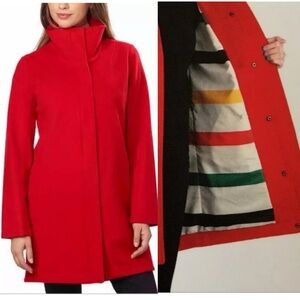 Pendleton Cascade Wool Campbell Coat Glacier Stripe Lined Red Water Resistant XL